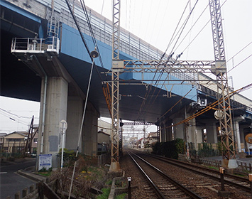NEXCO西名阪道美陵跨線橋常設足場設置工事