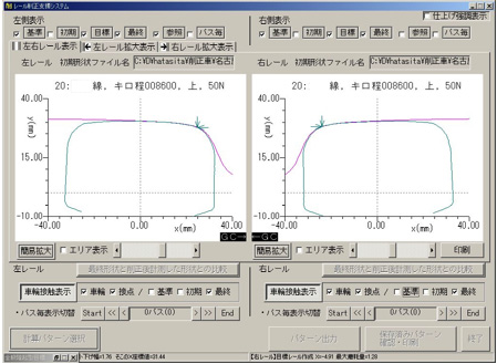 登録した車輪形状との接触状態を確認できます。